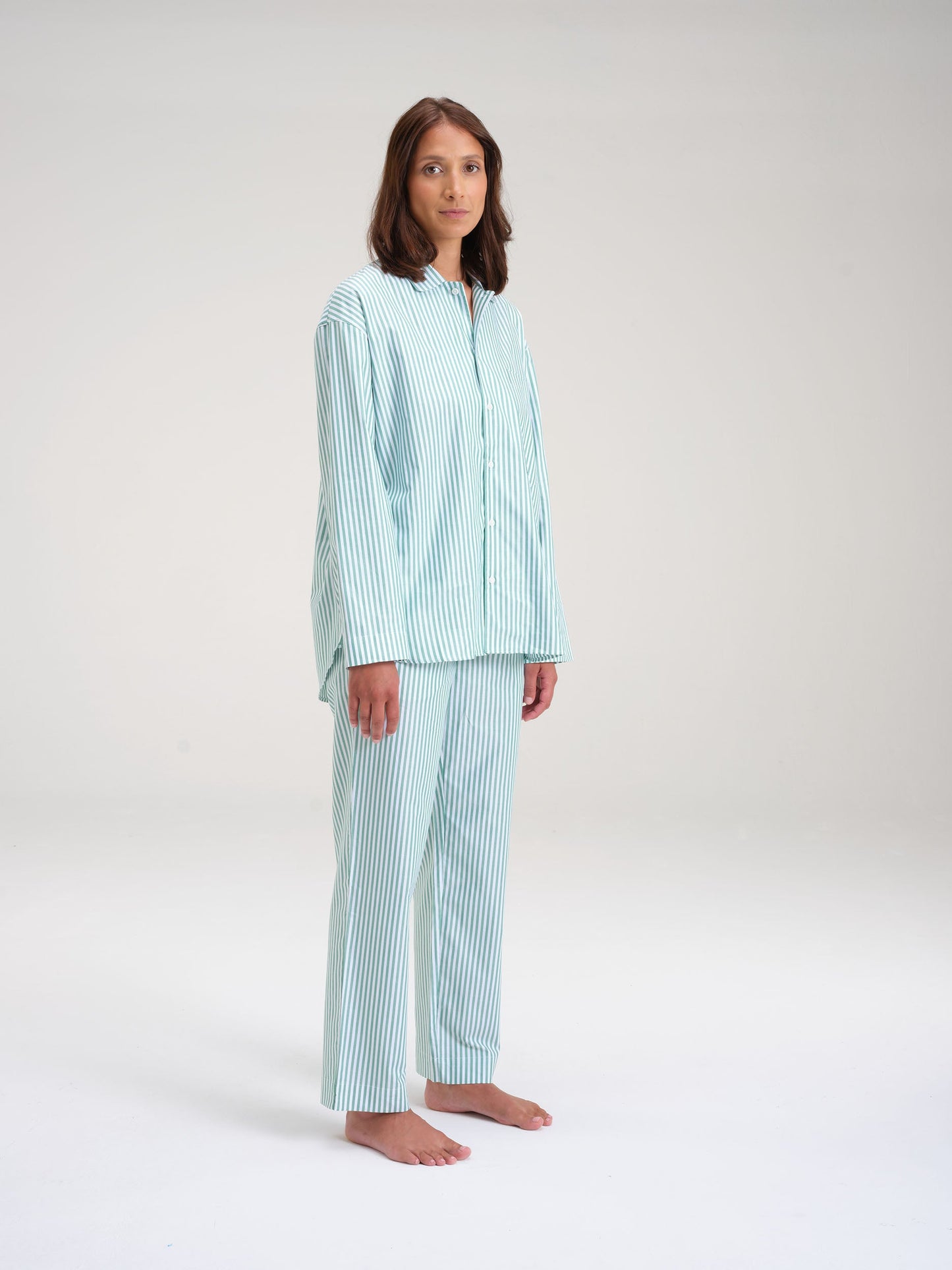 Pyjamahemd - gratitude green stripe