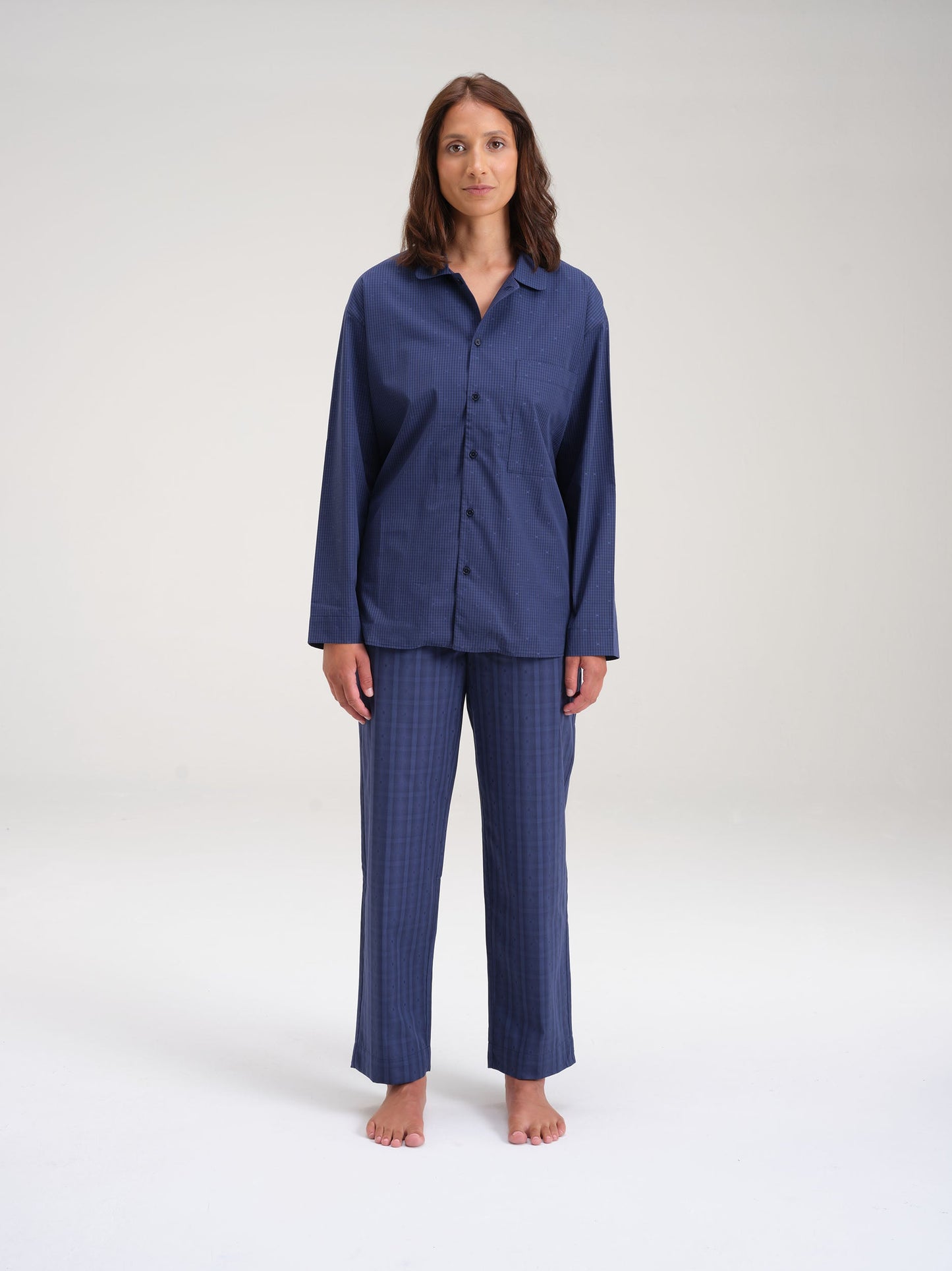 Pyjamahemd - midnight navy check