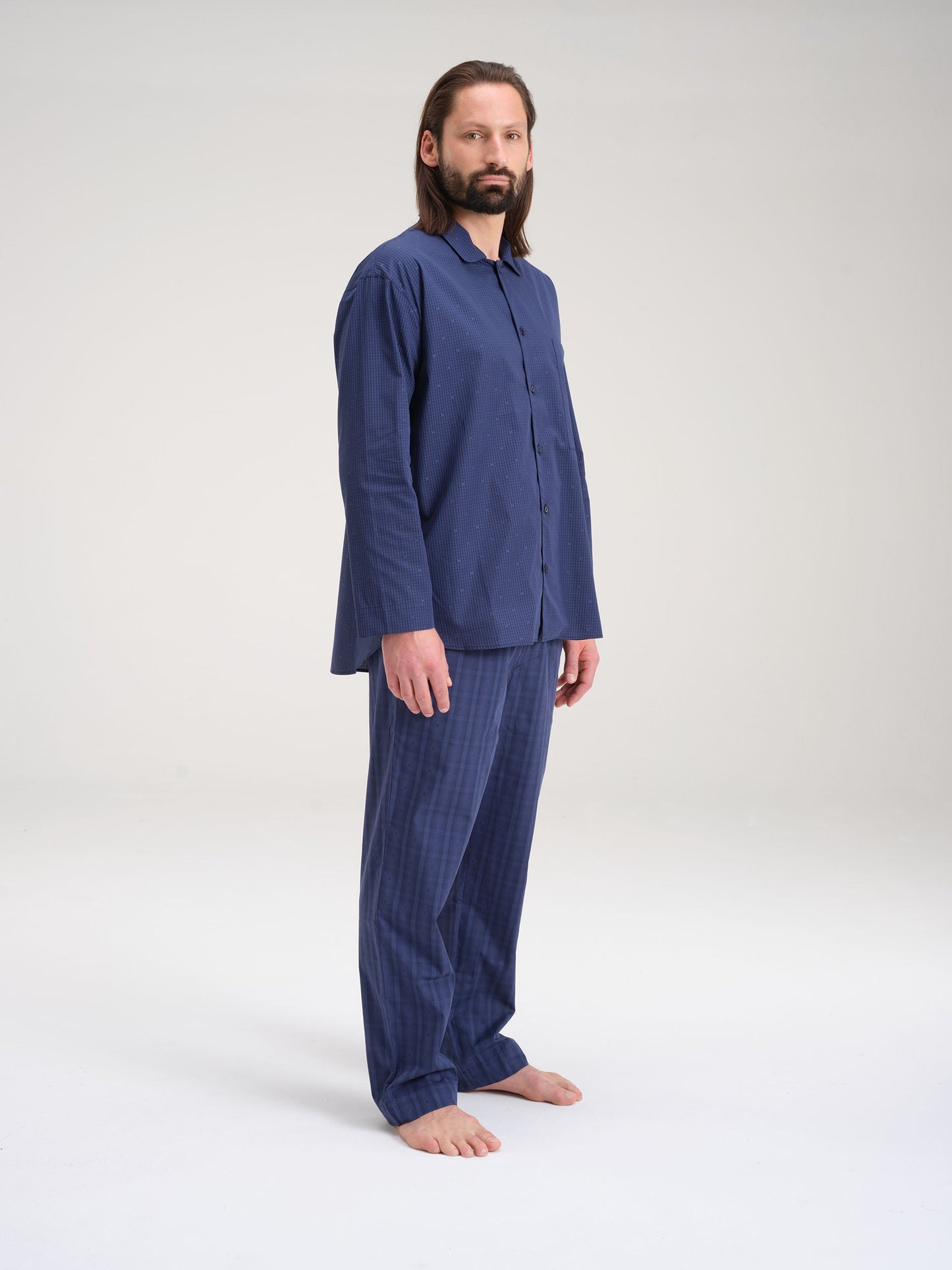 Pyjamahemd - midnight navy check