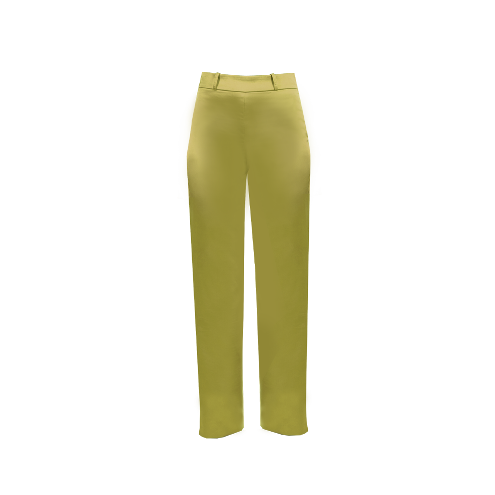 Stilvolle kiwifarbene nachhaltige Stoffhosen von SUITITION, Fair Fashion, umweltbewusste Mode