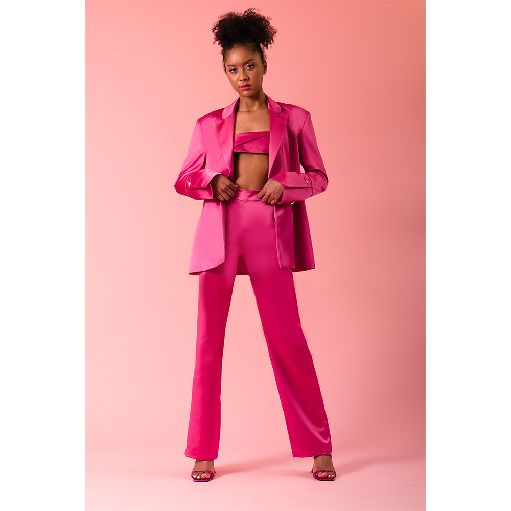 Nachhaltiger fuchsiafarbener Blazer von SUITITION, Slow Fashion, ethisch hergestellte Mode