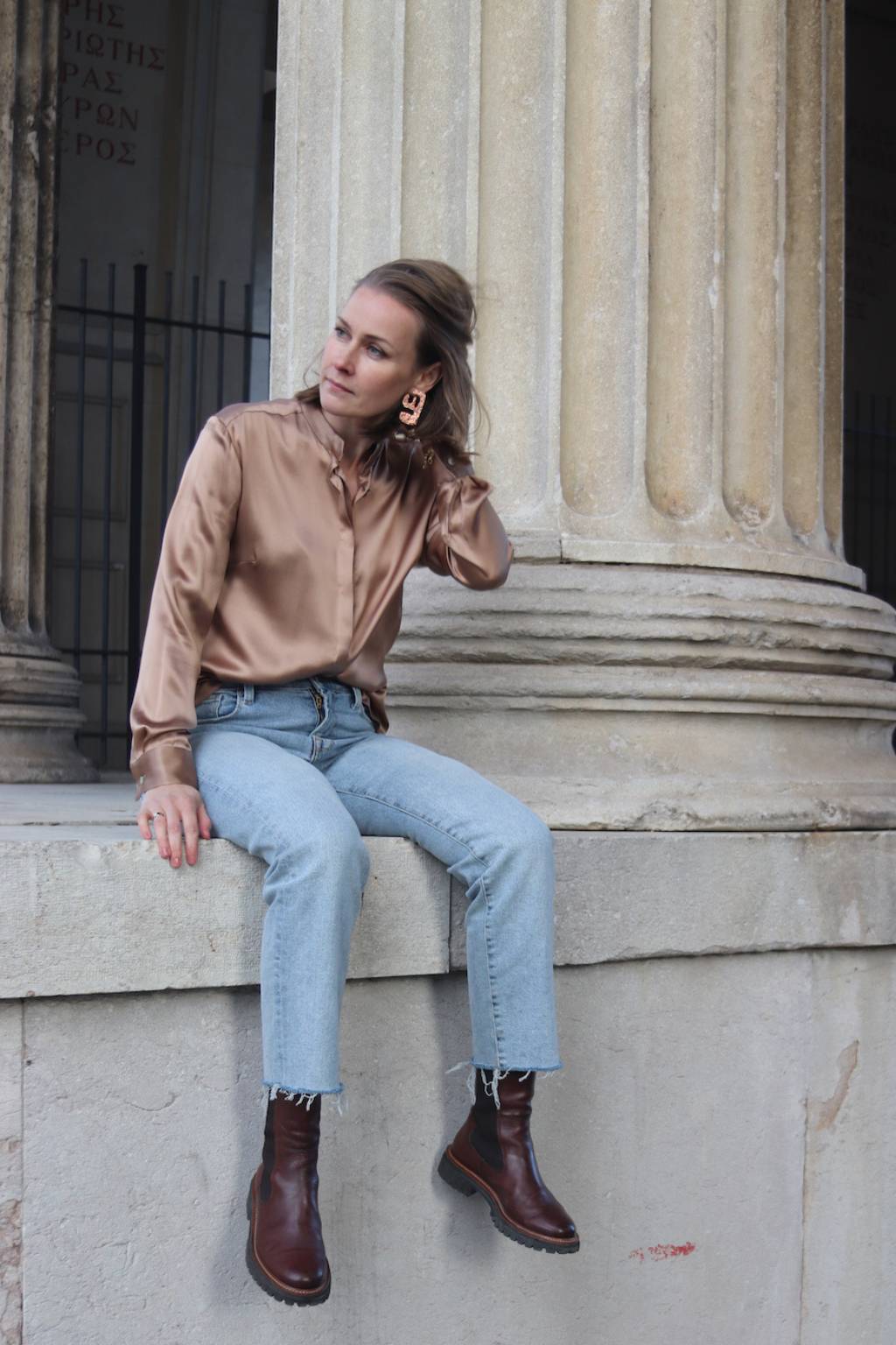 NINA REIN nachhaltigen Seidenbluse, Slow Fashion, nachhaltige Seide, nachhaltige Bluse mit Jeans