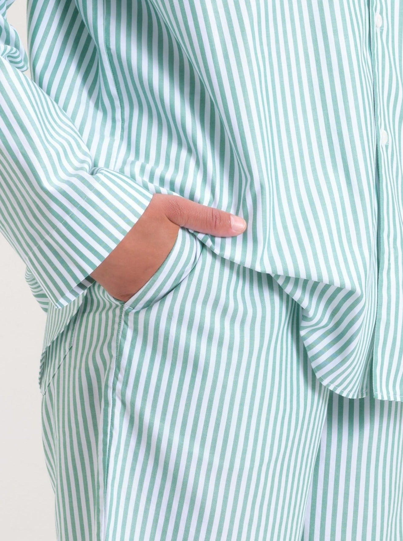 Pyjama Shorts - gratitude green stripe