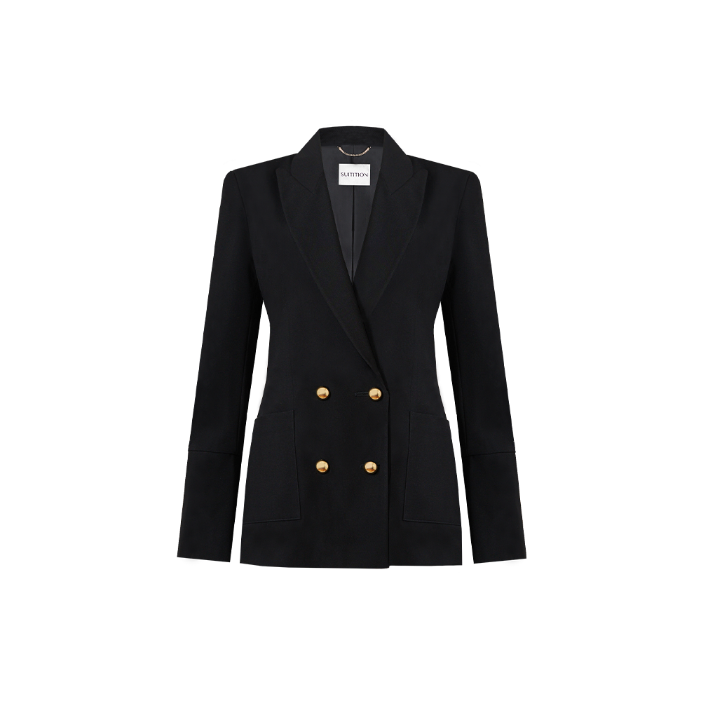 Schwarzer SUITION nachhaltiger Blazer, Slow Fashion, ethisch verantwortungsvolle Mode