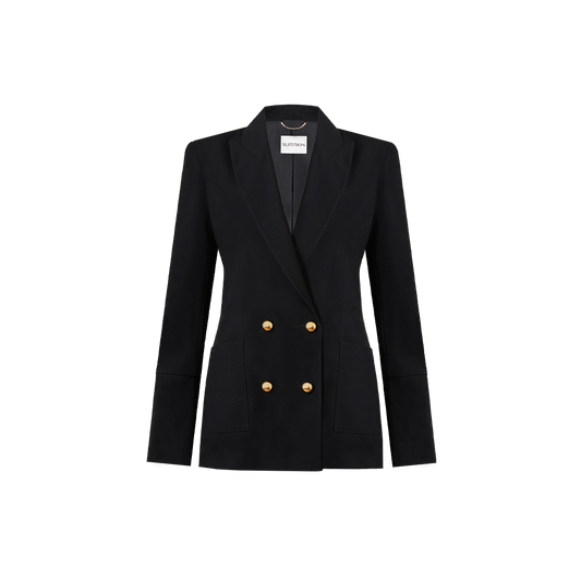 Schwarzer SUITION nachhaltiger Blazer, Slow Fashion, ethisch verantwortungsvolle Mode