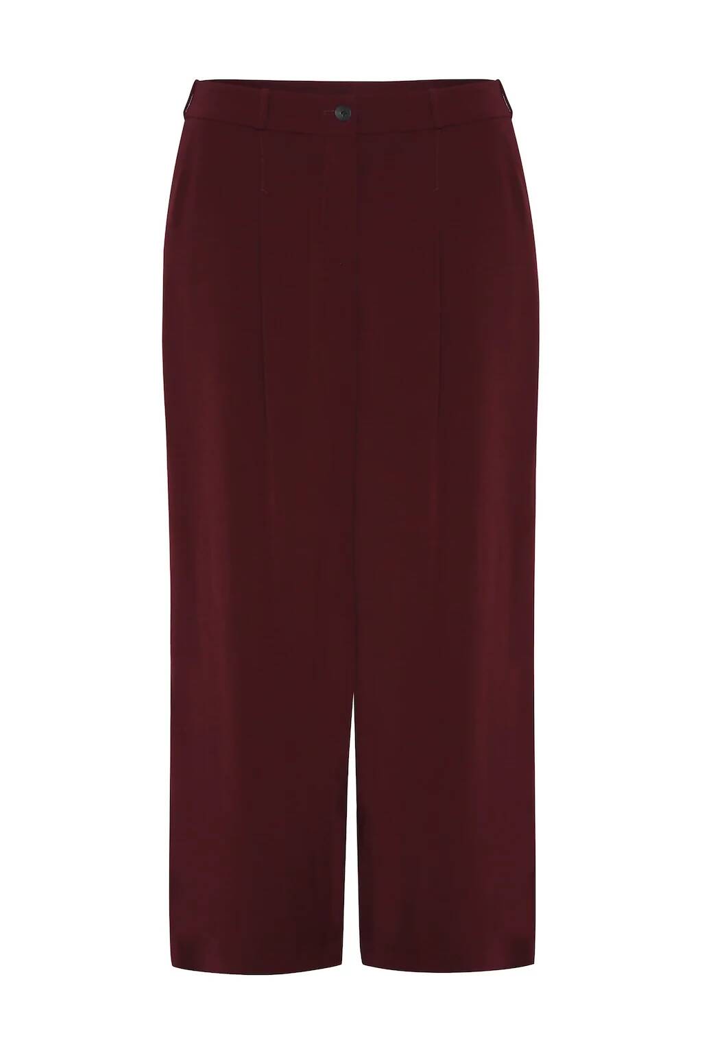 NINA REIN nachhaltige Weite Hose in Burgundy, nachhaltige Culotte, nachhaltige Sommermode, nachhaltige Stoffhose, Vorderansicht, Slow Fashion